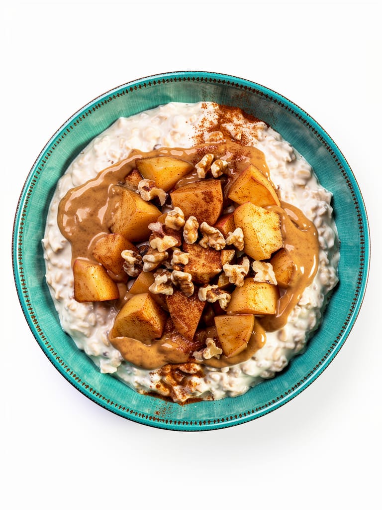 Overnight oats de pie de manzana alta en proteína: desayuno saludable para mujeres después de los 40
